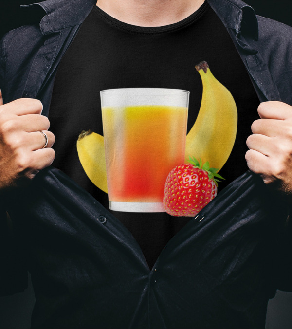 Banana And Strawberry Smoothie Drink With Fresh Fruits T-Shirt