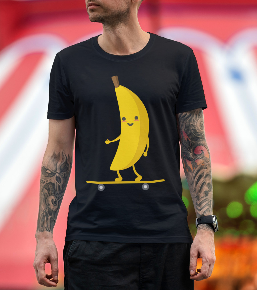 Banana Skater H Cheeky Skateboarding Fruit T-Shirt