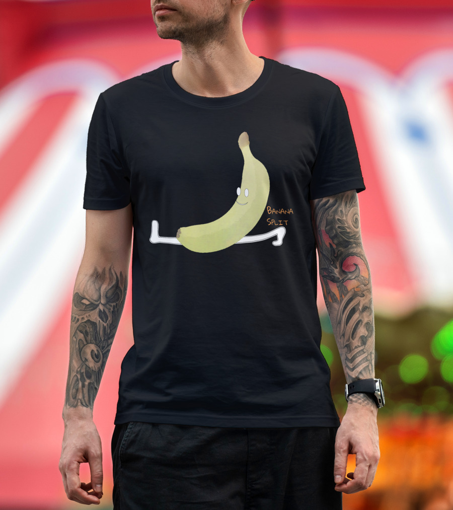 Banana Split Sfs Cartoon Stretching Banana with Smile T-Shirt