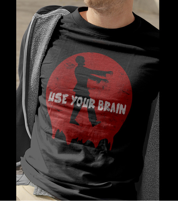 Use Your Brain Zombie Silhouette Red Circle T-Shirt