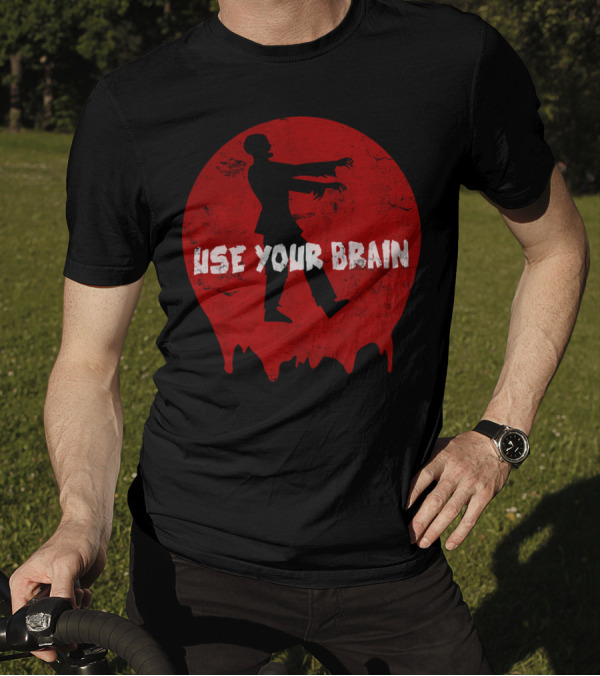 Use Your Brain Zombie Silhouette Red Circle T-Shirt