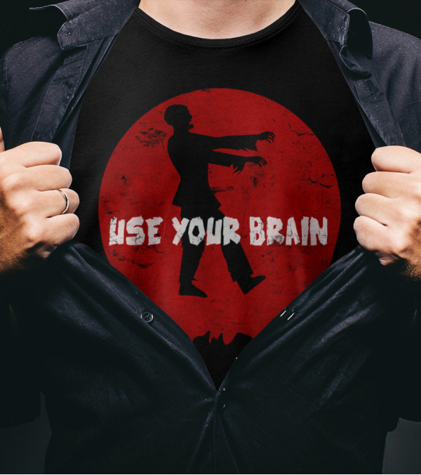 Use Your Brain Zombie Silhouette Red Circle T-Shirt