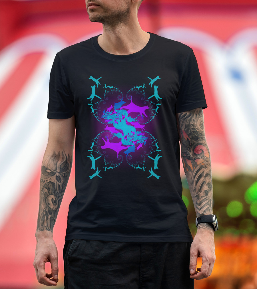 Fracatals Vibrant Cat Fractal T-Shirt