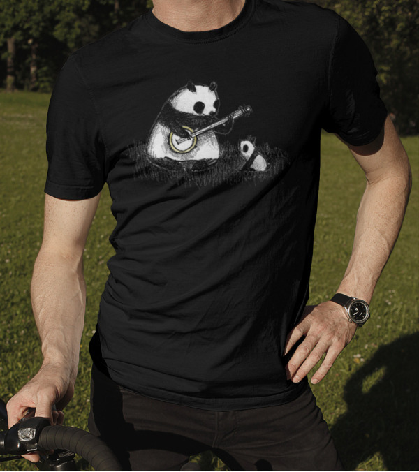 Banjo-Playing Panda With Baby Panda Audience T-Shirt