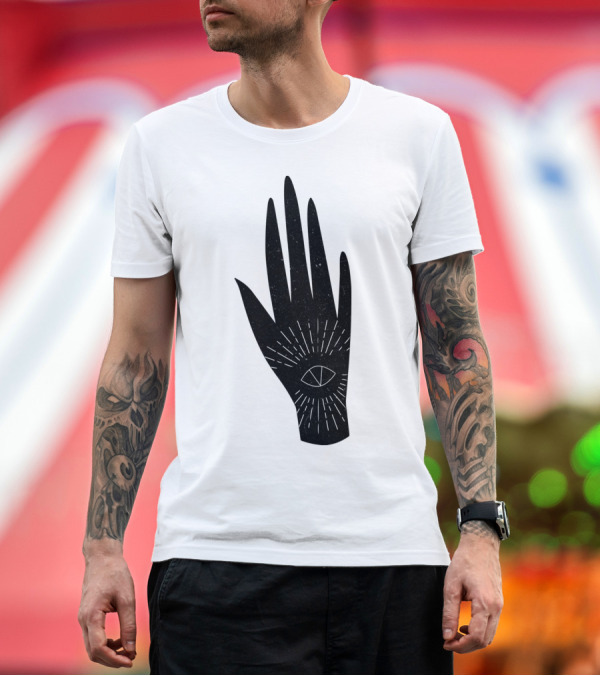 Premium T-Shirt: Divine Right Eye Hand Symbol Mystical Dark Aesthetic T-Shirt Divine Right Eye Hand Symbol Mystical Dark Aesthetic T-Shirt