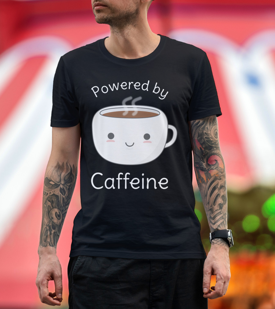 Cute Powered By Caffeine Kawaii Coffee Mug T-Shirt
