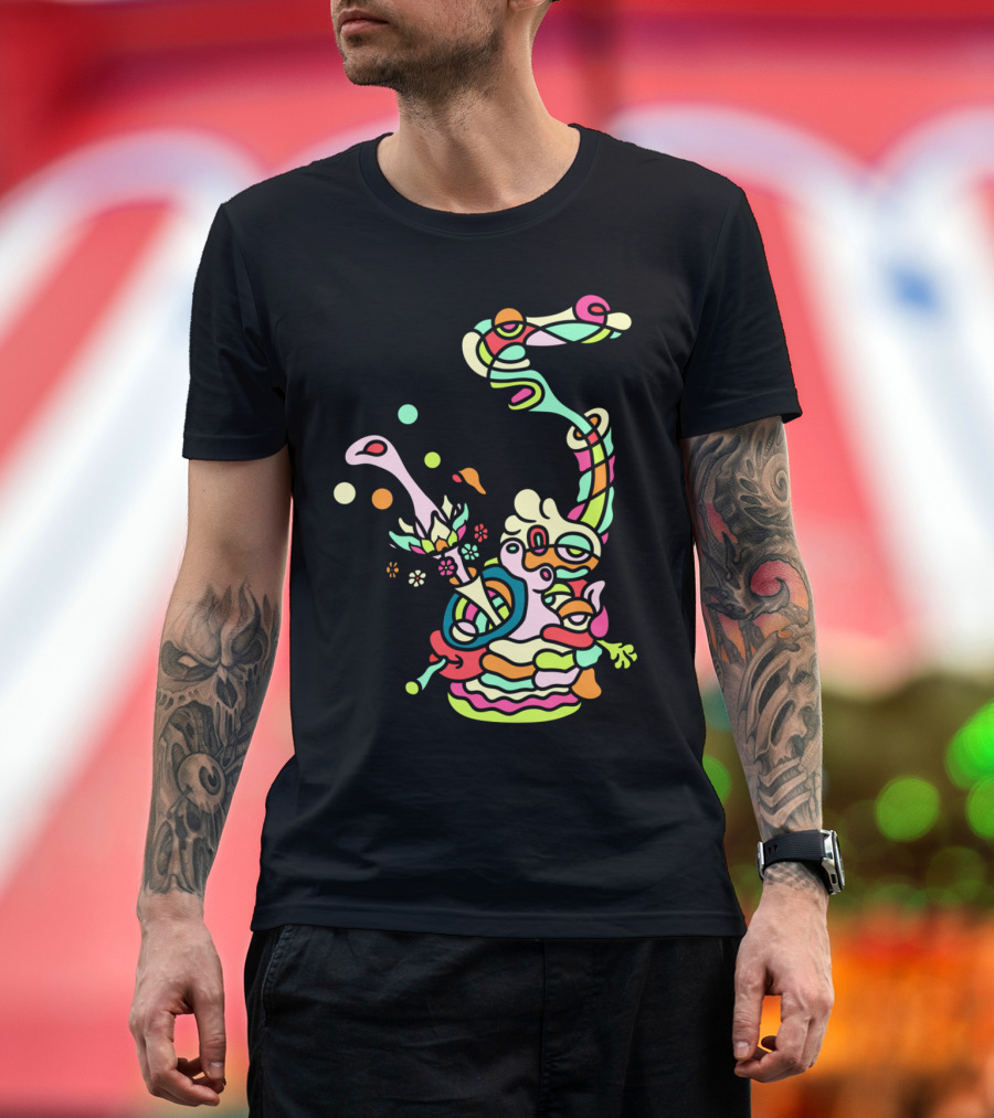 Buddy Bongus B Psychedelic Fantasy Creature Colorful Swirl T-Shirt