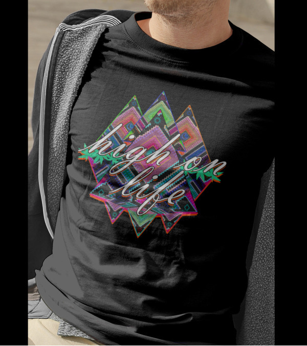 High On Life Geometric Psychedelic Triangle T-Shirt