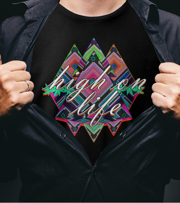 High On Life Geometric Psychedelic Triangle T-Shirt