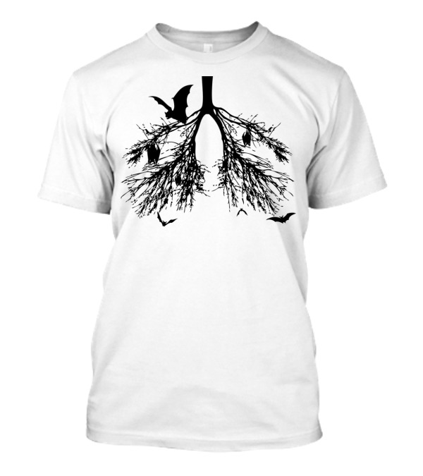 Bats In My Lungs Lungs Trees And Flying Bats Dark T-Shirt
