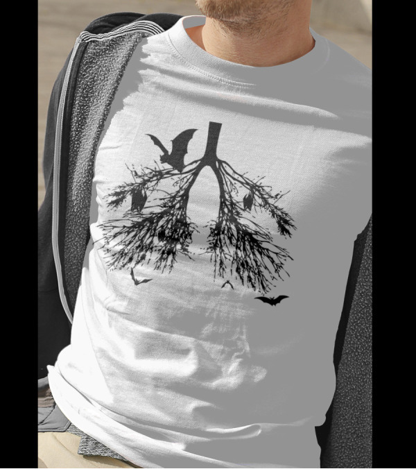 Bats In My Lungs Lungs Trees And Flying Bats Dark T-Shirt