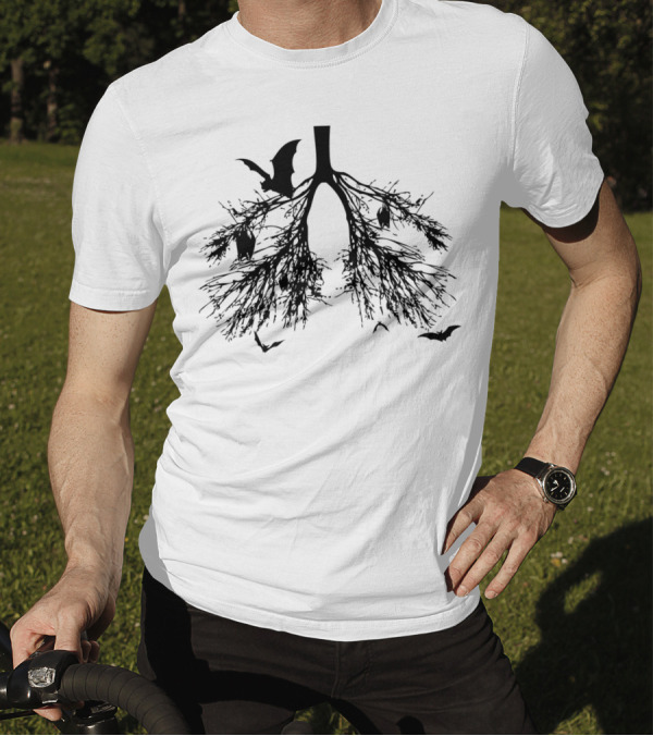 Bats In My Lungs Lungs Trees And Flying Bats Dark T-Shirt