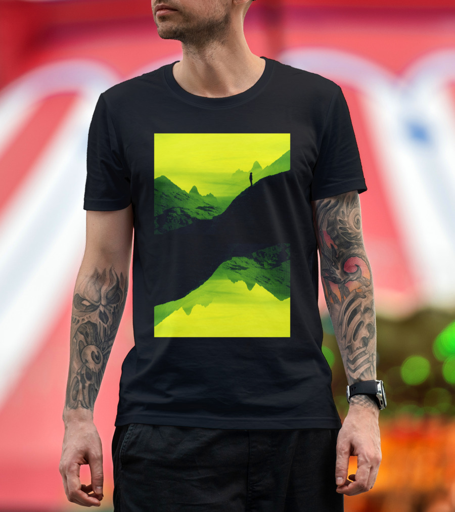 Vibrant Wasteland T S Mountain Horizon Reflection T-Shirt