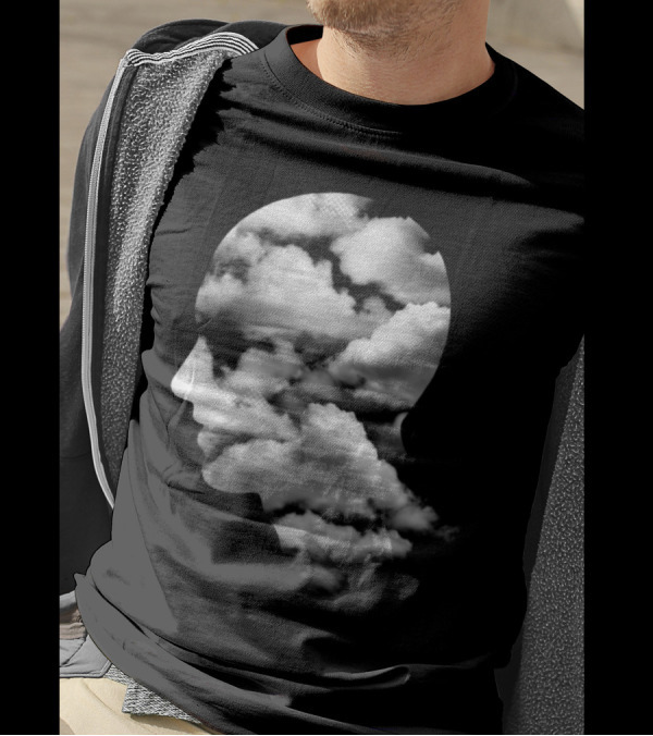 Clouded Judgment Silhouette With Clouds Filling A Profile T-Shirt