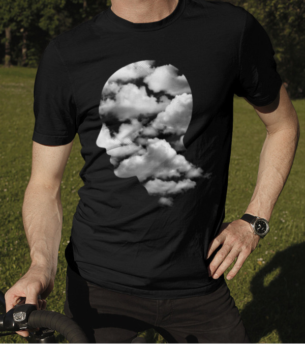 Clouded Judgment Silhouette With Clouds Filling A Profile T-Shirt