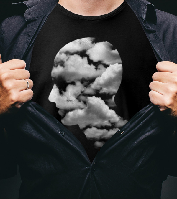 Clouded Judgment Silhouette With Clouds Filling A Profile T-Shirt