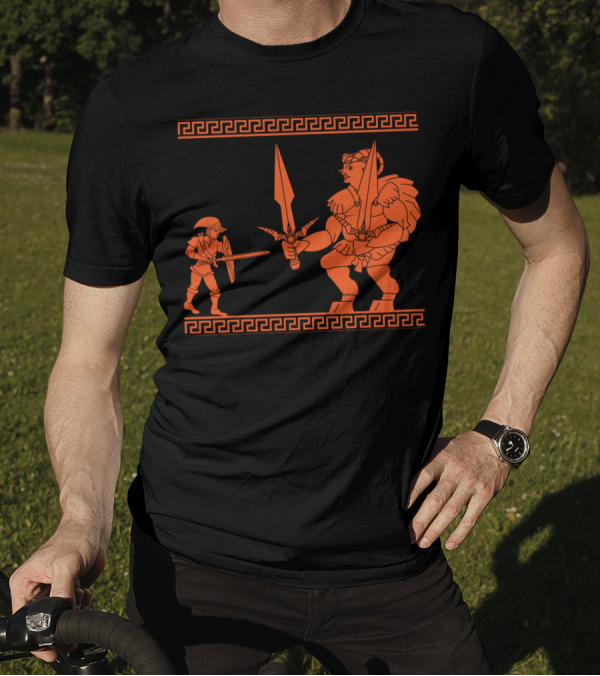 Battle Of Courage And Power: Retro Warrior Duel T-Shirt
