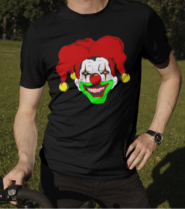 Clown Face With Red Hat And Green Smile T-Shirt