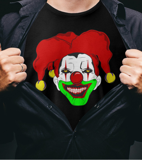 Clown Face With Red Hat And Green Smile T-Shirt