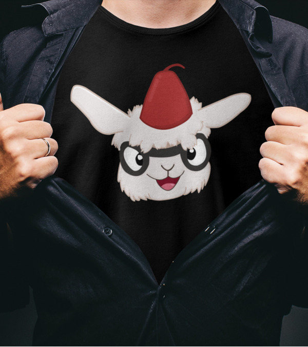Eugene The Llama Red Hat Masked Face T-Shirt