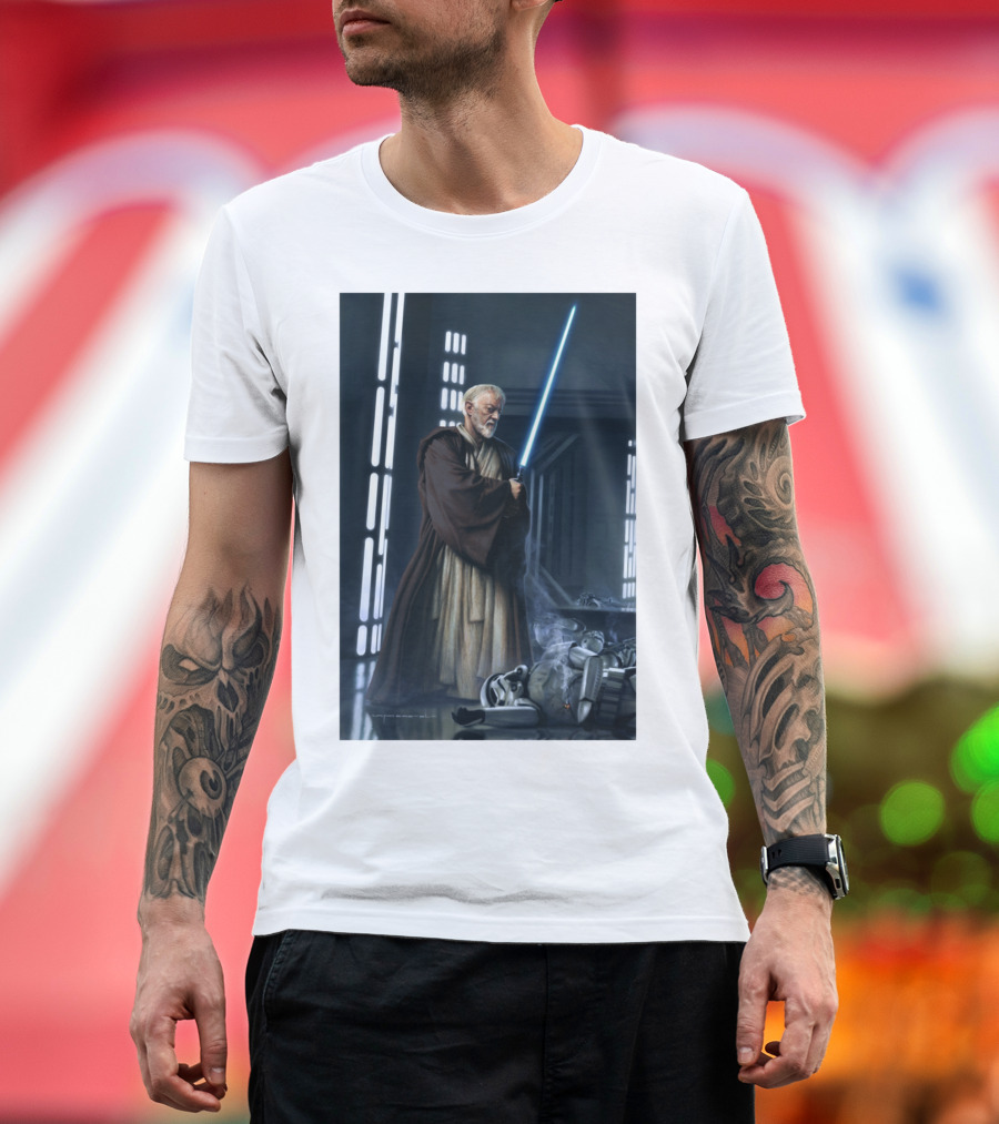 Obi Wan Kenobi Lightsaber Battle Against Stormtroopers T-Shirt