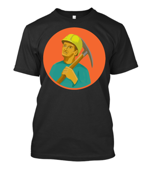 Coal Miner Pick Axe Circle Portrait Watercolor T T-Shirt