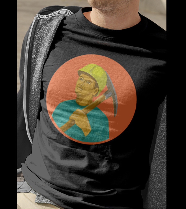 Coal Miner Pick Axe Circle Portrait Watercolor T T-Shirt
