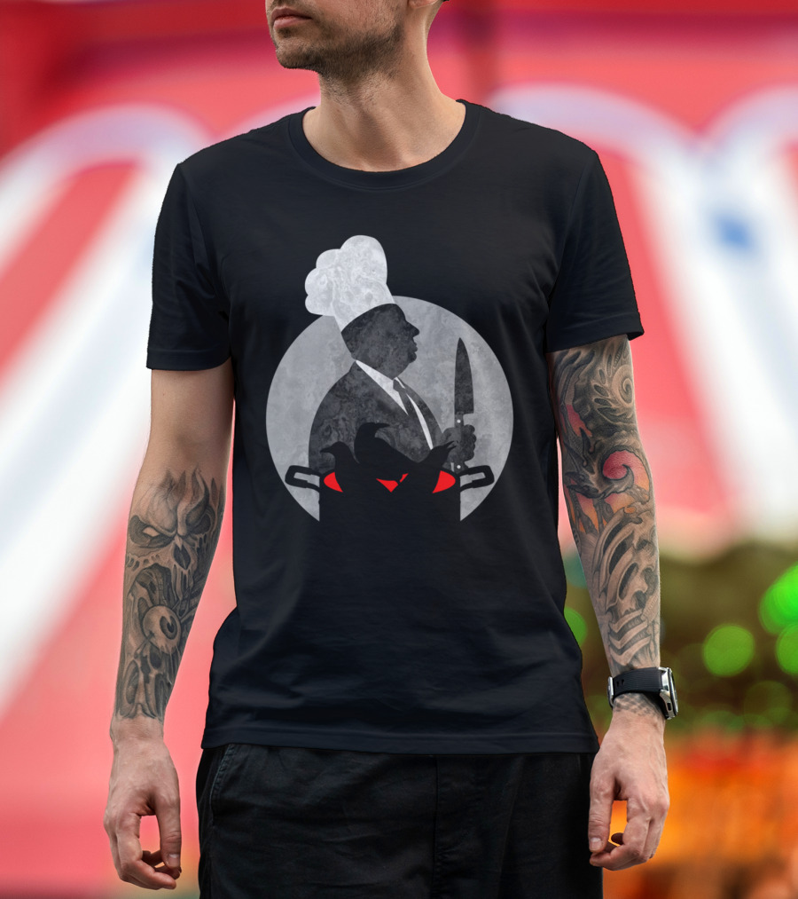 Hitchcook Chef Silhouette with Knife and Cooking Pot T-Shirt