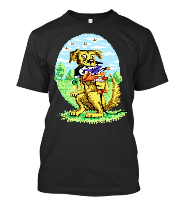 Dog 8 Bit Duck Hunt Iconic Video Game Scene T-Shirt