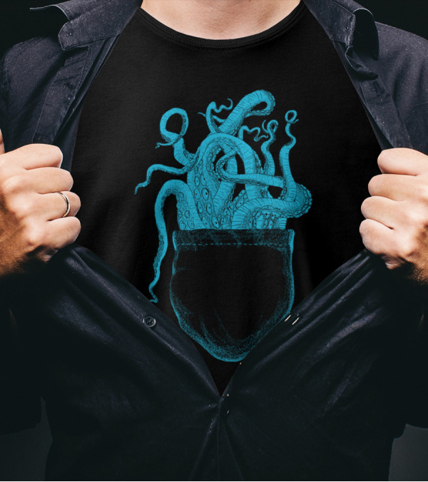 Octopocket Tentacles Emerging From Pocket T-Shirt