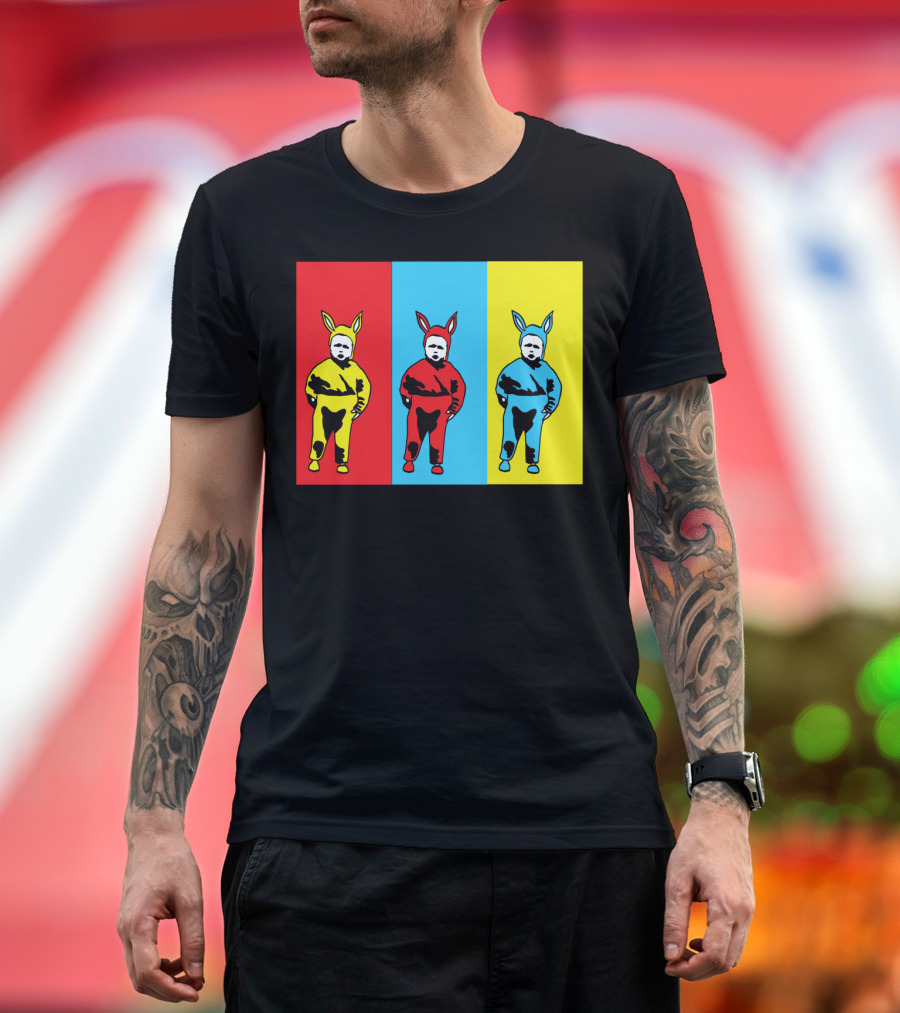Bunny Boy Pop Art Trio Red Blue Yellow T-Shirt