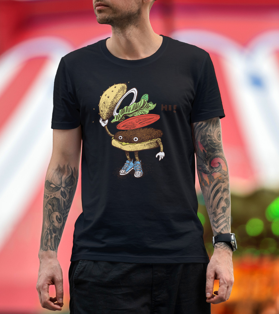 Burger Hi with Waving Bun and Sneakers T-Shirt