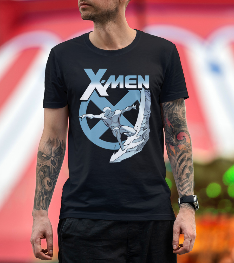 X-Men Iceman Blue Ice Slide Marvel Comic T-Shirt