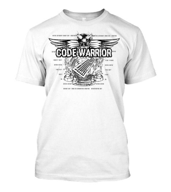 CODE WARRIOR Binary Keyboard Winged Skull Emblem T-Shirt