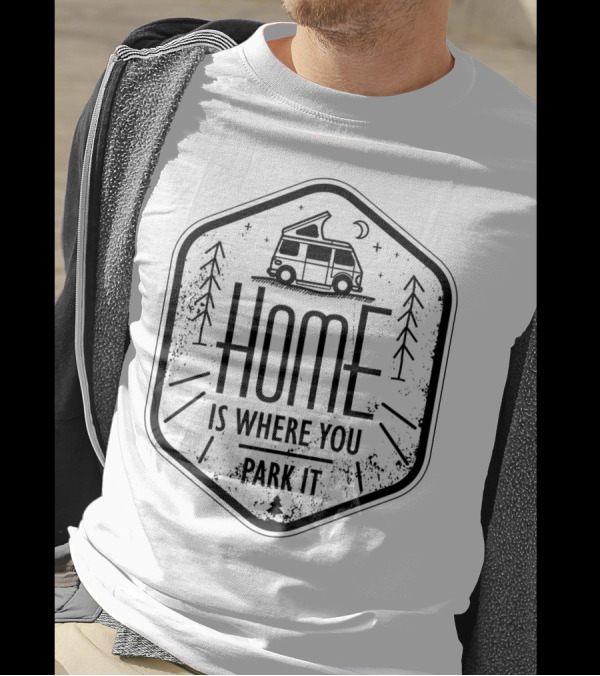 Home Is Where You Park It Camper Moon Trees T-Shirt