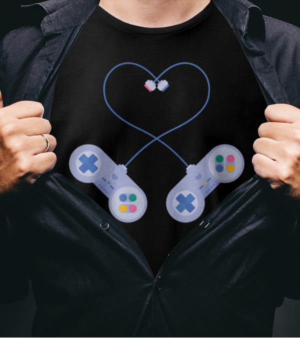 Be My Player Retro Gaming Love Controllers T-Shirt