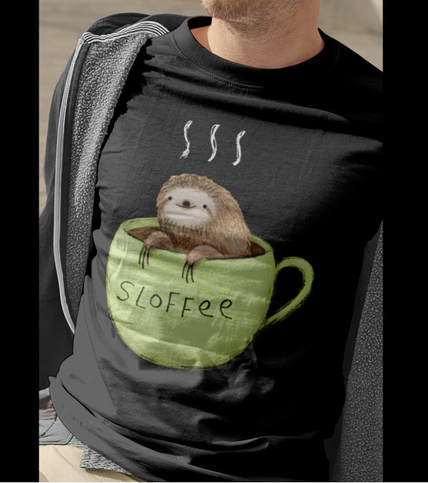 Sloffee Sloth In Coffee Cup With Steam T-Shirt