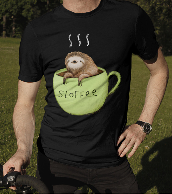 Sloffee Sloth In Coffee Cup With Steam T-Shirt