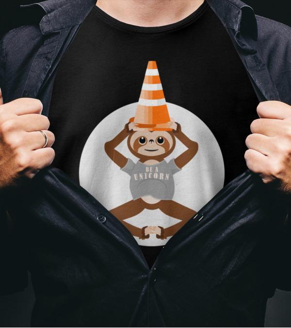 Sloth Be A Unicorn Traffic Cone Hat T-Shirt