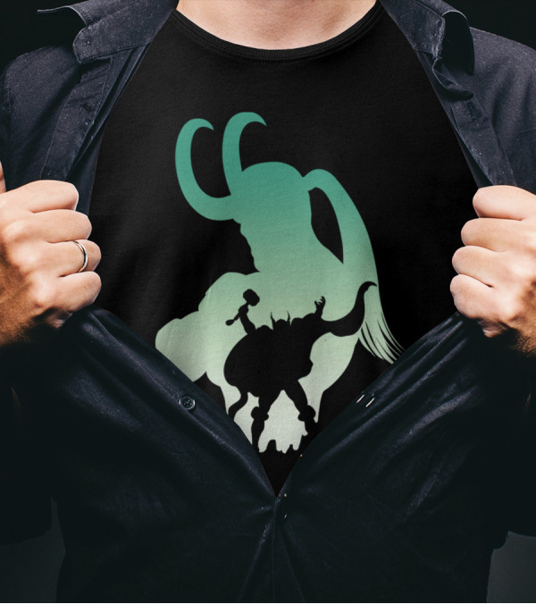 Loki Thor Shadow Battle Mjolnir T-Shirt