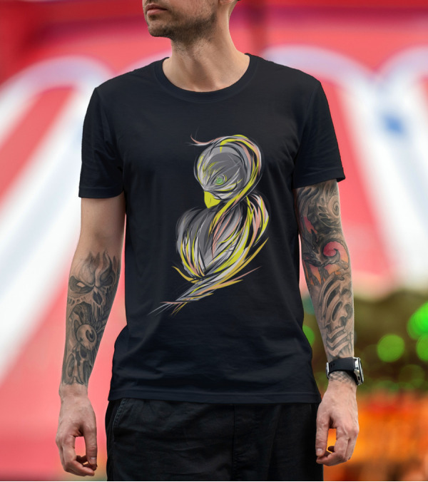 Premium T-Shirt: Vivid Bird Abstract Colorful Swirl T-Shirt Vivid Bird Abstract Colorful Swirl T-Shirt