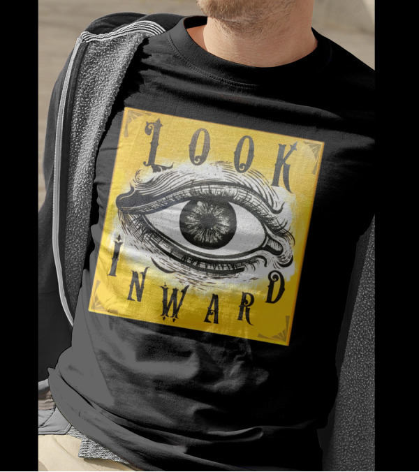 Look Inward Eye Design With Ornate Typography T-Shirt