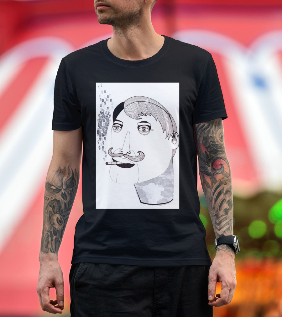 Smoking Number 9 Face with Mustache and Cigarette T-Shirt