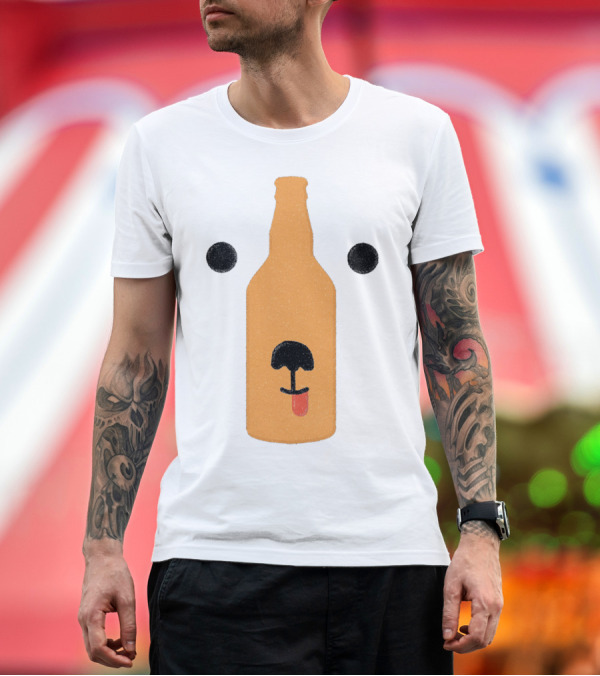 Premium T-Shirt: Bear Face Bottle Optical Illusion T-Shirt Bear Face Bottle Optical Illusion T-Shirt