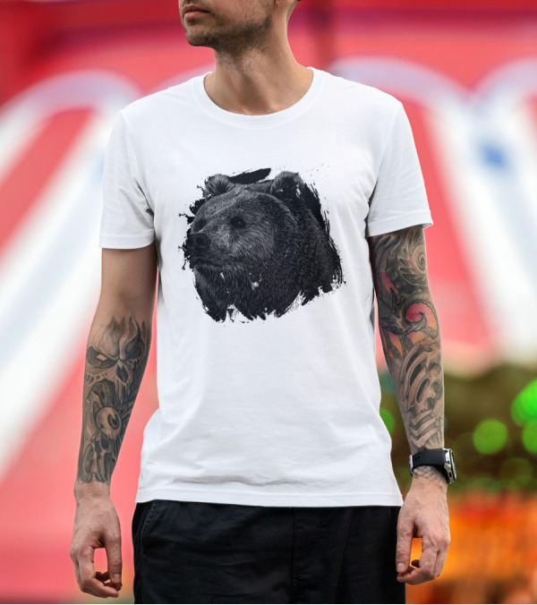 Premium T-Shirt: Bear Grizzly Wild Nature Face T-Shirt Bear Grizzly Wild Nature Face T-Shirt