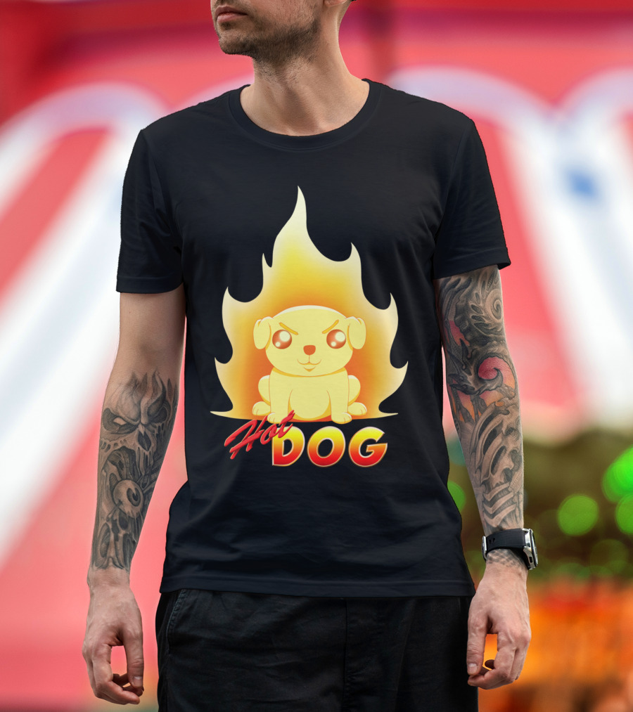 Hot Dog Fiery Puppy Flame T-Shirt