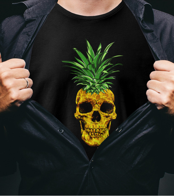 Fresh Pineapple Skull Art T-Shirt