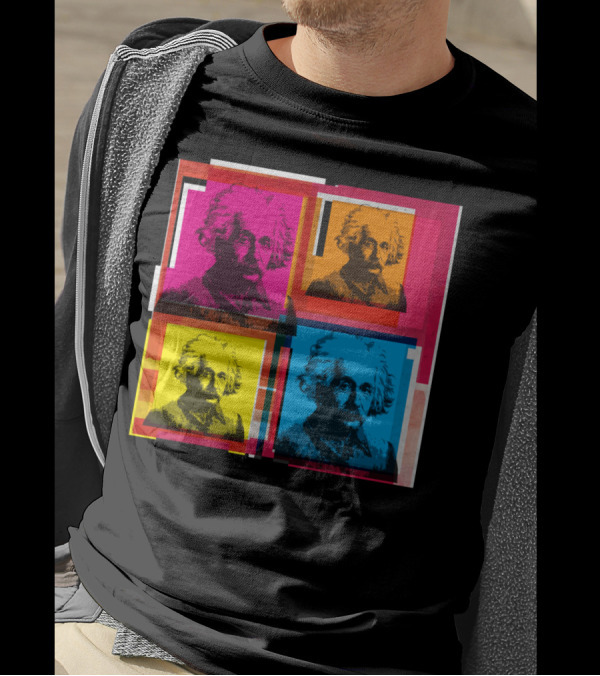 Albert Einstein Four-Color Pop Art Collage T-Shirt