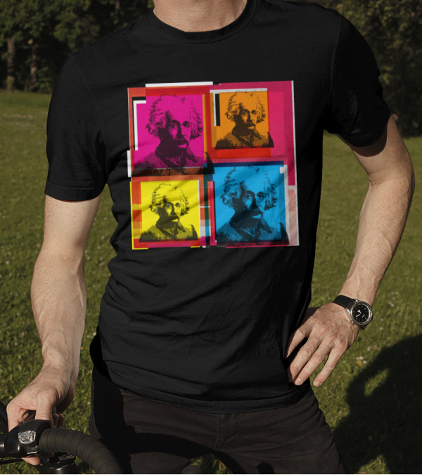 Albert Einstein Four-Color Pop Art Collage T-Shirt