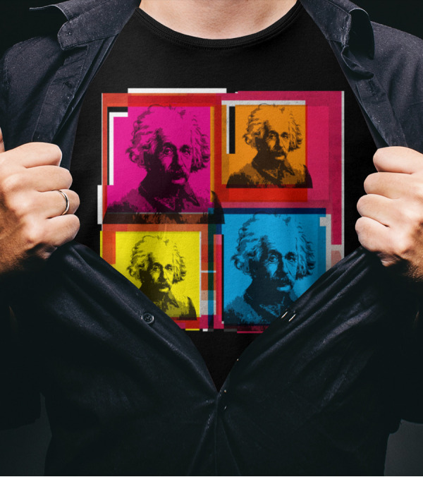 Albert Einstein Four-Color Pop Art Collage T-Shirt